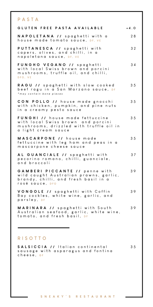 Sneaky's Restaurant Photo Menu 2