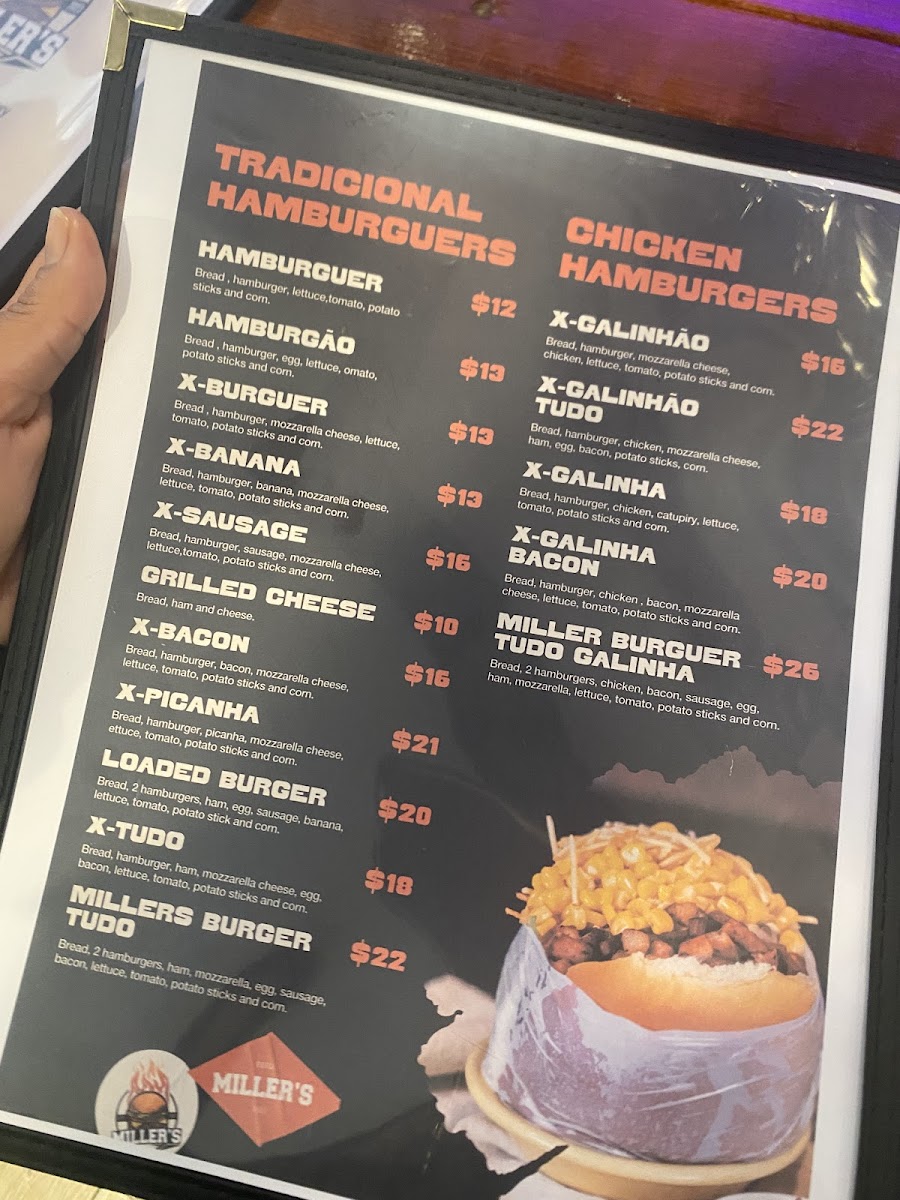Miller’s Burgers Photo Menu 2