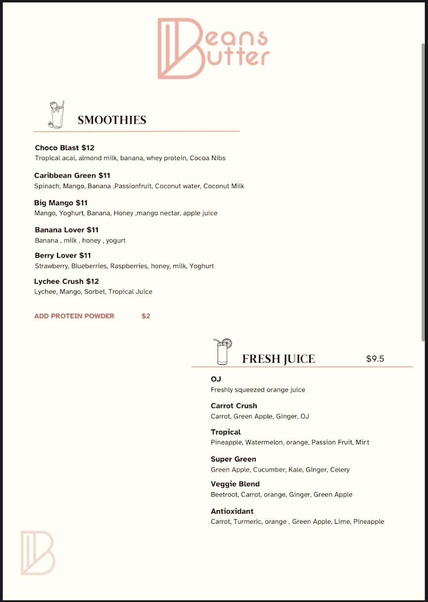 Beans & Butter Cafe Photo Menu 4