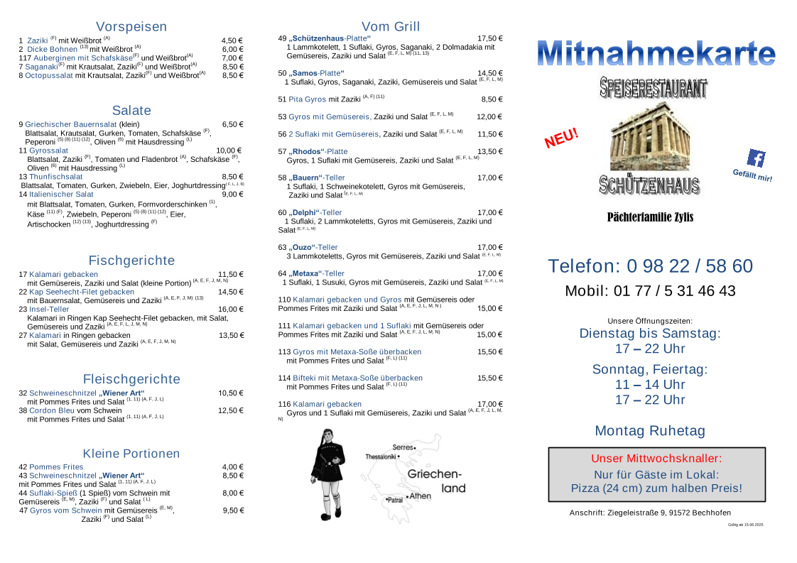 Restaurant Schützenhaus Bechhofen Photo Menu 2