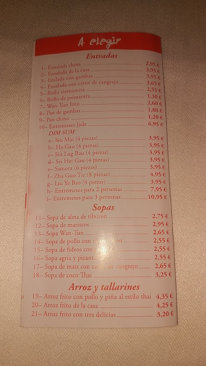 Restaurante Chino Jade Photo Menu 8
