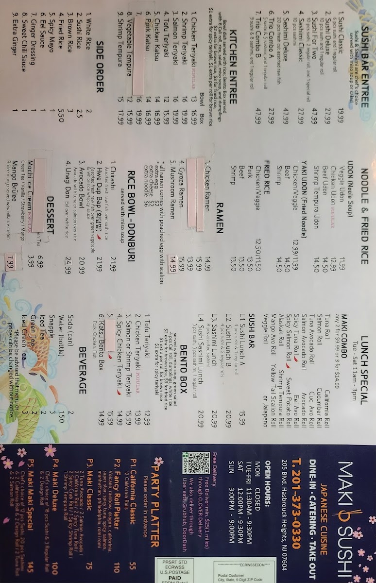 Maki sushi Photo Menu 1