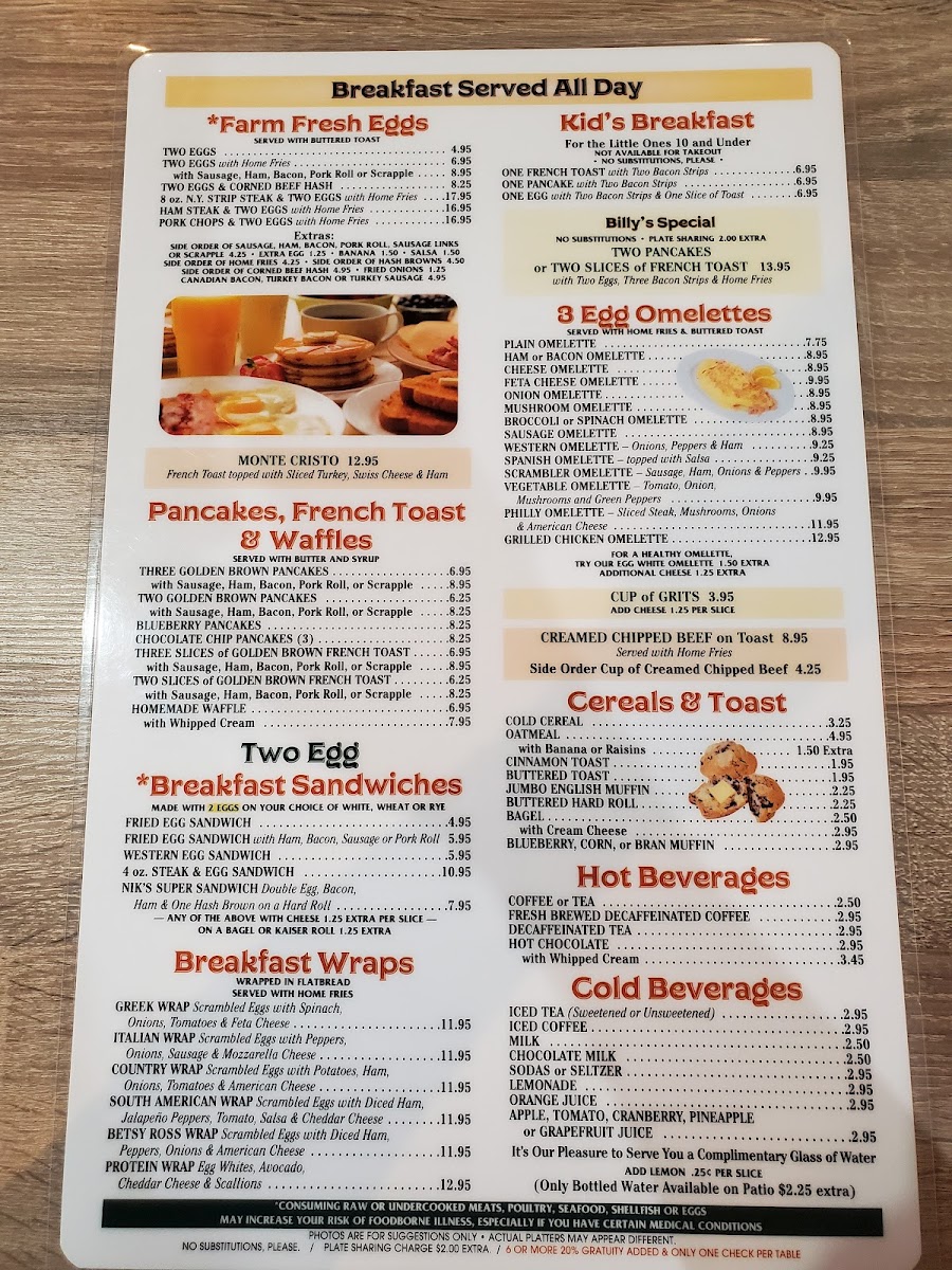 Billy's Pocono Diner Photo Menu 10