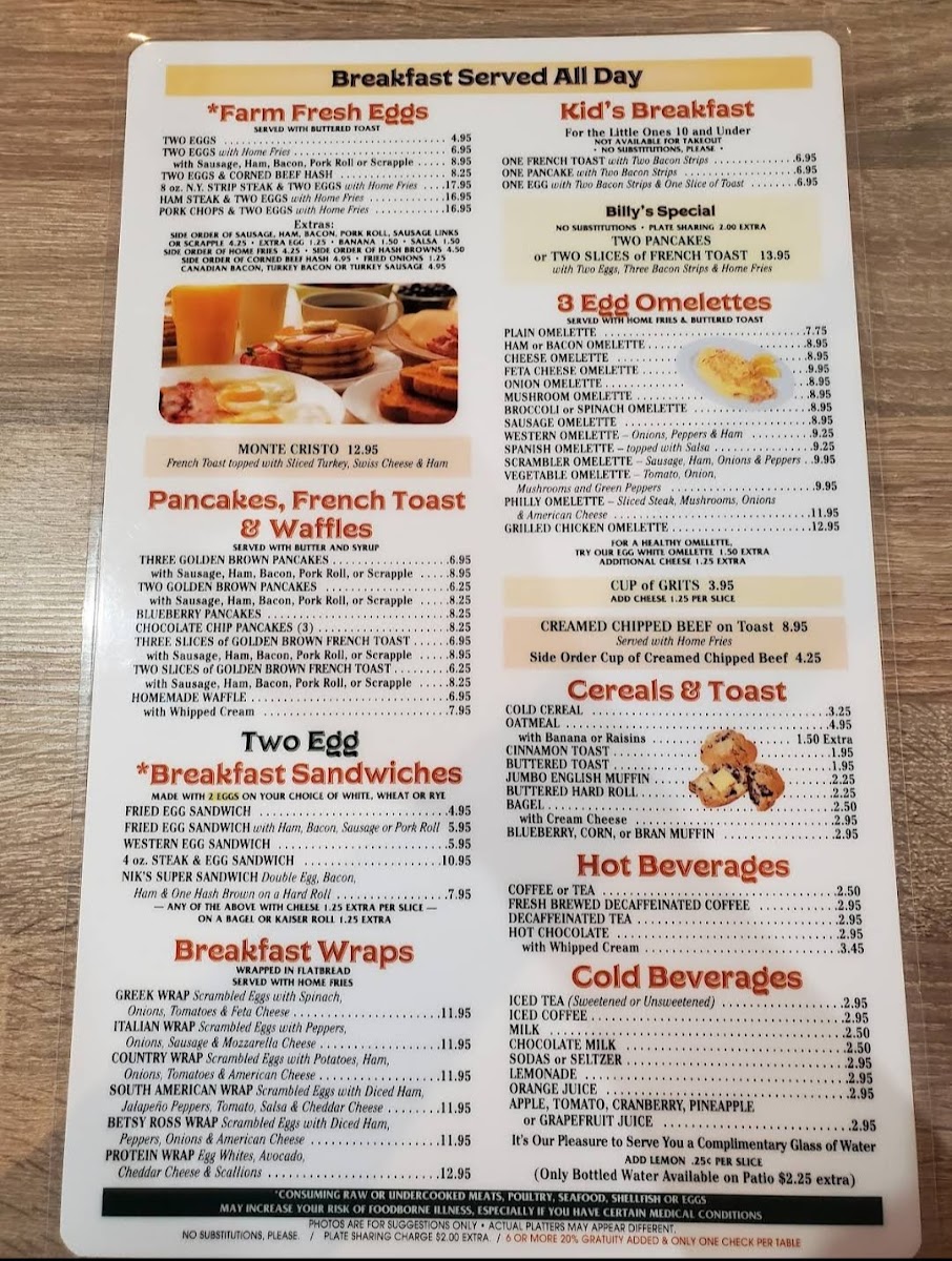 Billy's Pocono Diner Photo Menu 4