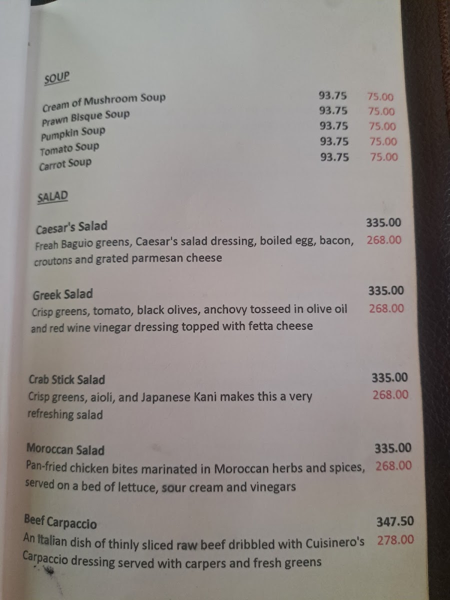 Cuisinero Garden Restaurant Photo Menu 1