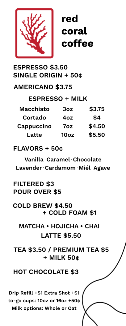 Red Coral Coffee Photo Menu 1