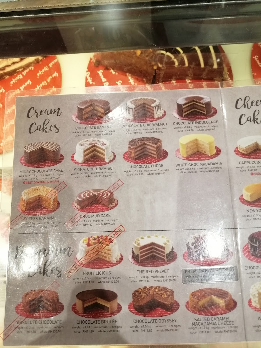 Secret Recipe Kangar Photo Menu 1