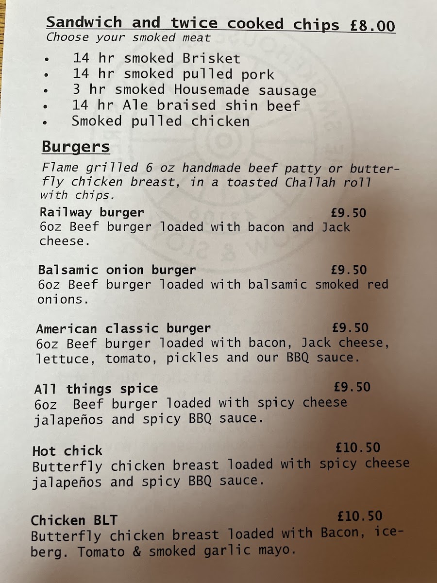 The Smokehouse Photo Menu 1