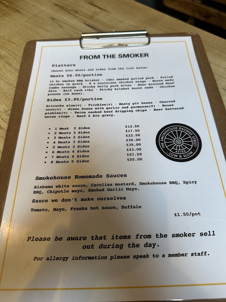 The Smokehouse Photo Menu 2