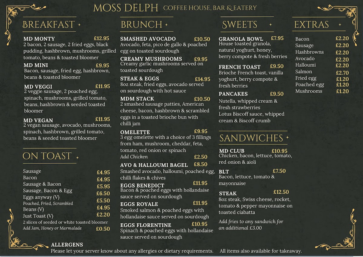 Moss Delph Coffee House, Bar & Eatery Photo Menu 1