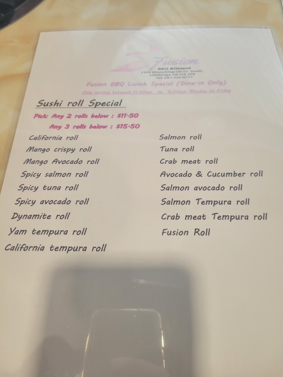 Fusion BBQ Hotpot & Sushi All You Can Eat Photo Menu 10