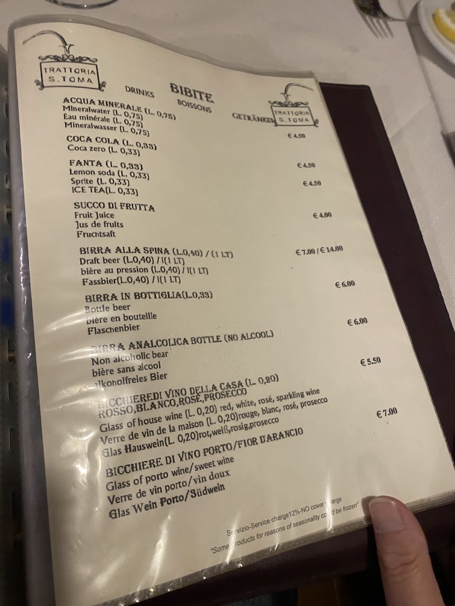 Trattoria Pizzeria San Toma' Photo Menu 2
