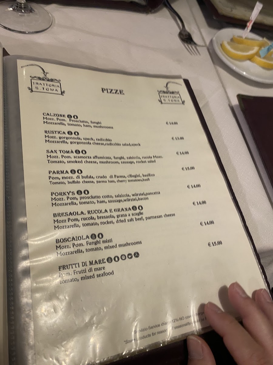 Trattoria Pizzeria San Toma' Photo Menu 5