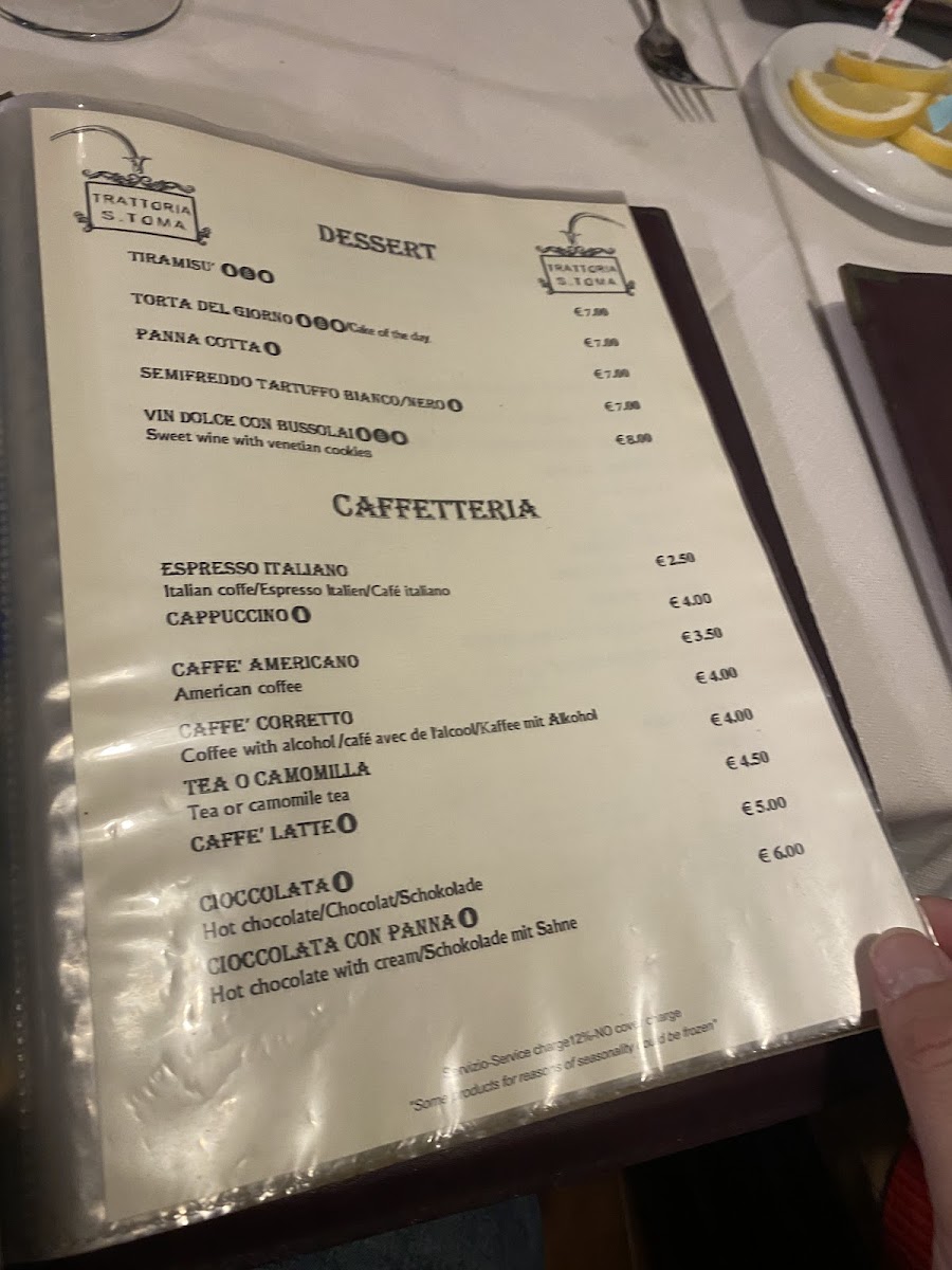 Trattoria Pizzeria San Toma' Photo Menu 7