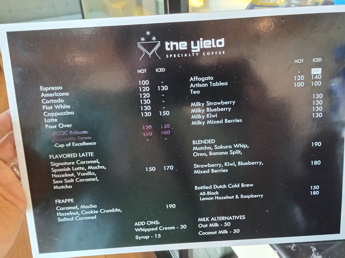 The Yield Specialty Coffee Photo Menu 1