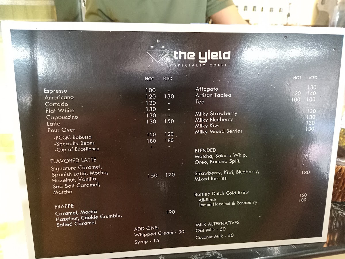 The Yield Specialty Coffee Photo Menu 2