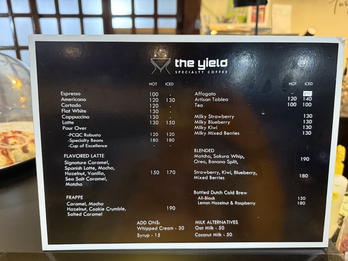 The Yield Specialty Coffee Photo Menu 3