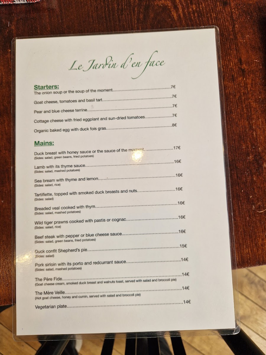 Le Jardin d'en Face Photo Menu 2