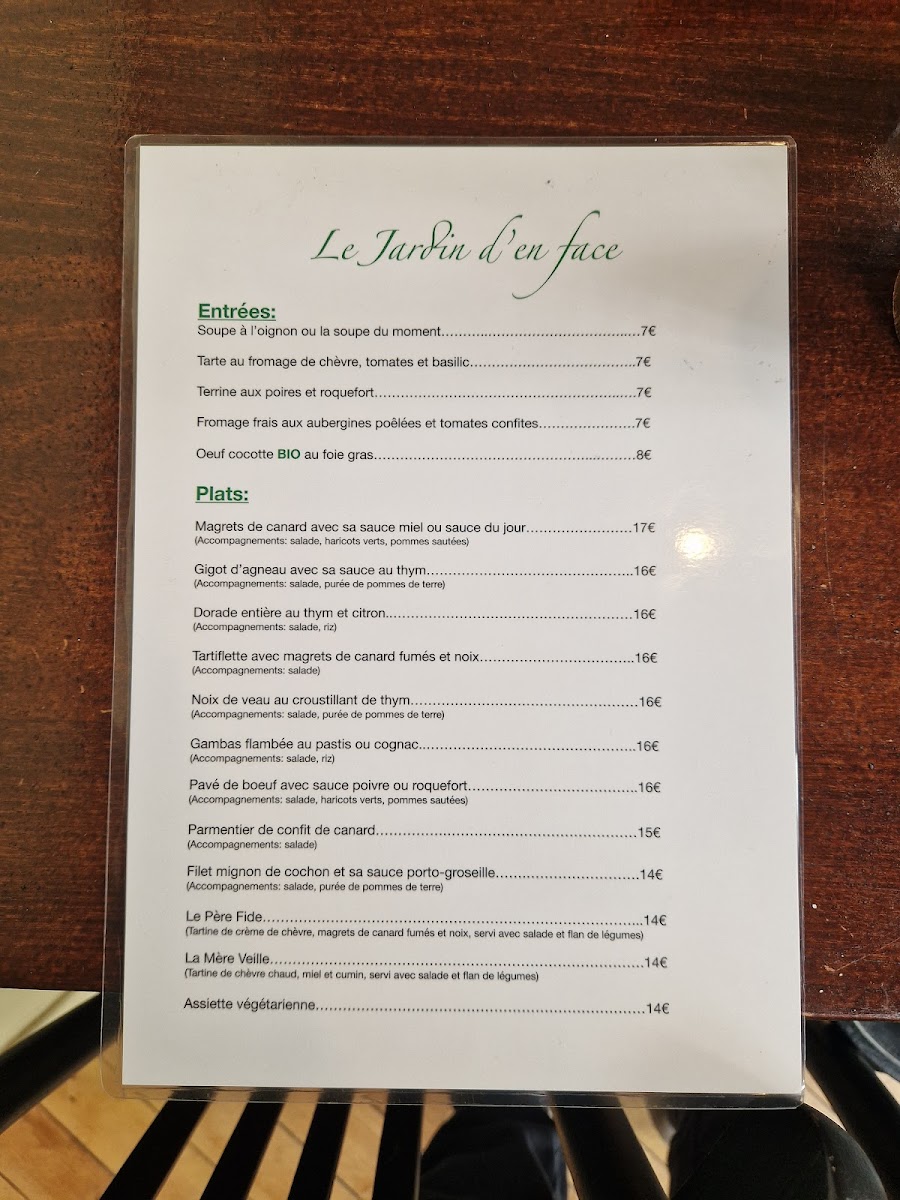 Le Jardin d'en Face Photo Menu 3