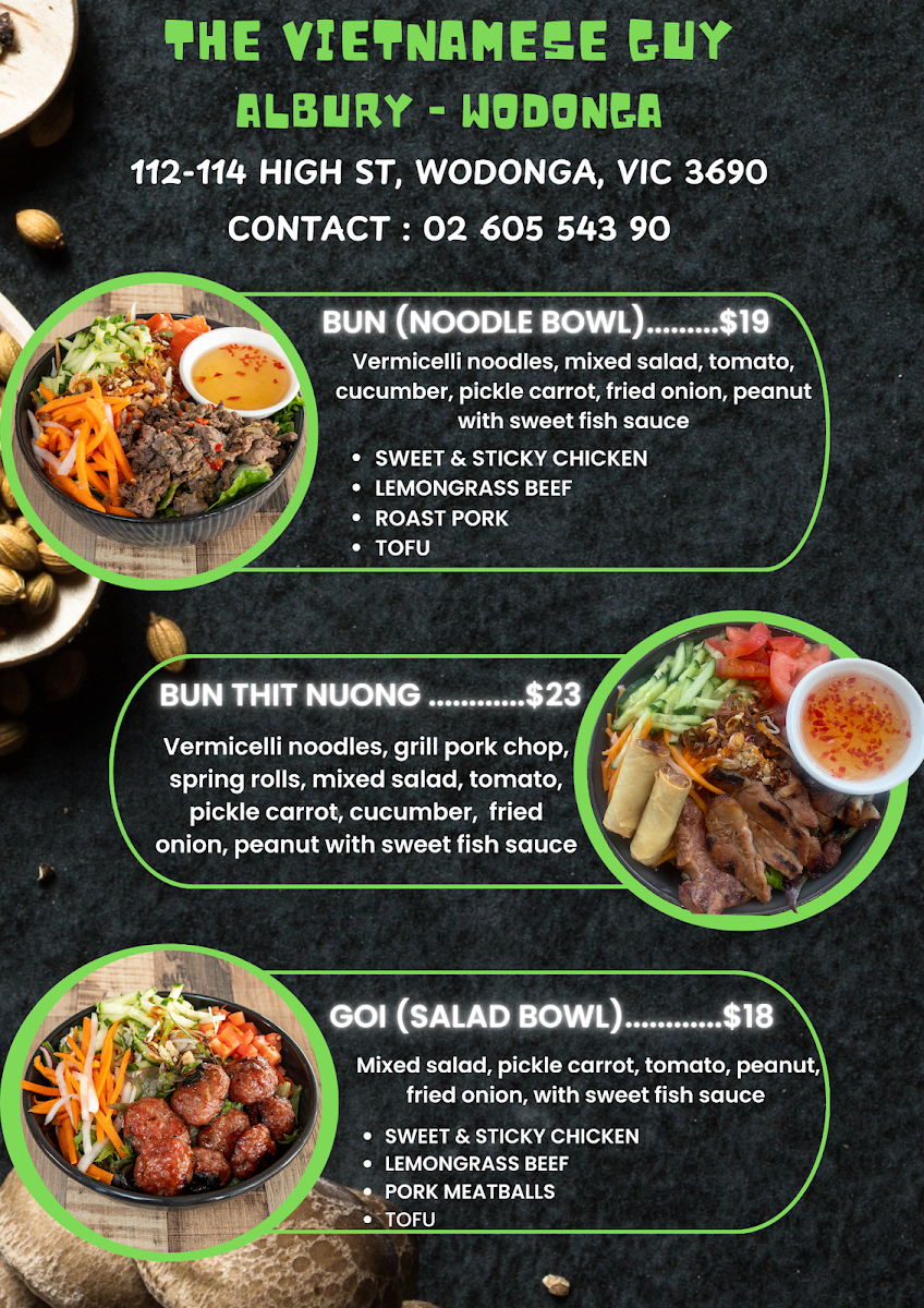 The Vietnamese Guy Albury Wodonga Photo Menu 1