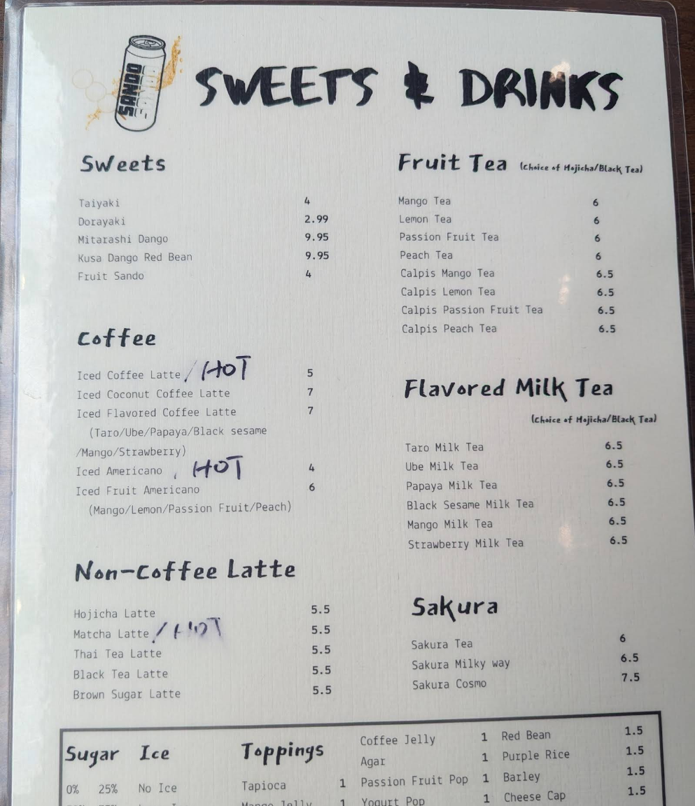 Sando Cafe Photo Menu 3