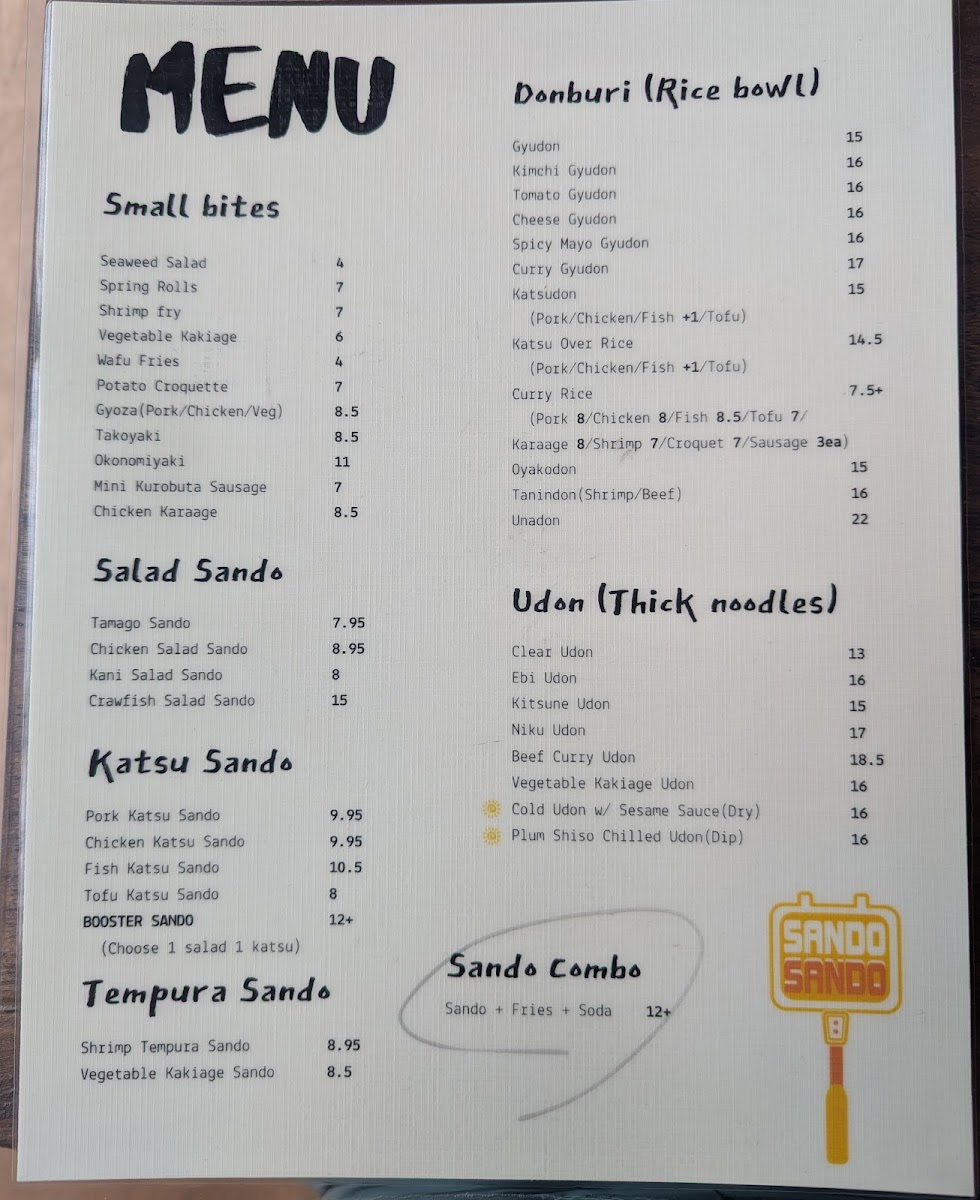 Sando Cafe Photo Menu 7