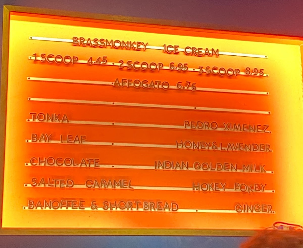 Brass Monkey Ice Cream Photo Menu 2