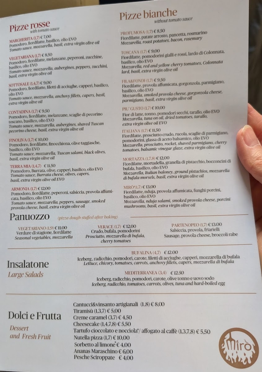 MIRÓ Ristorante Pizzeria Photo Menu 2