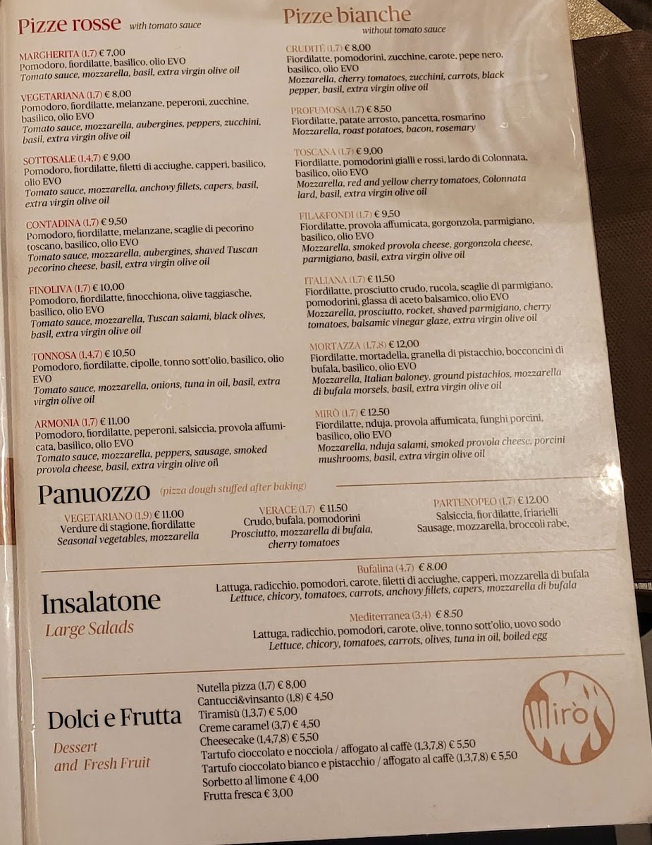 MIRÓ Ristorante Pizzeria Photo Menu 3