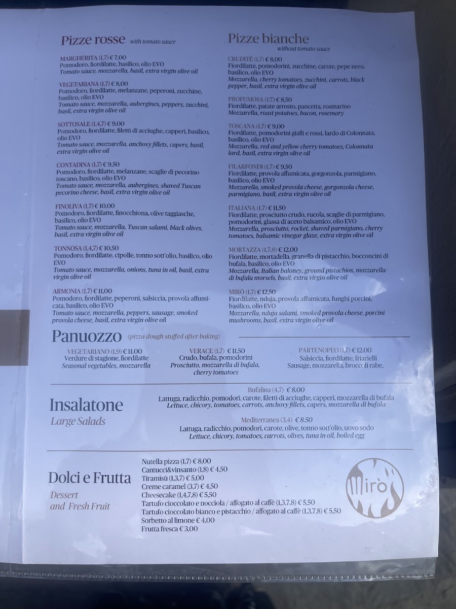 MIRÓ Ristorante Pizzeria Photo Menu 8