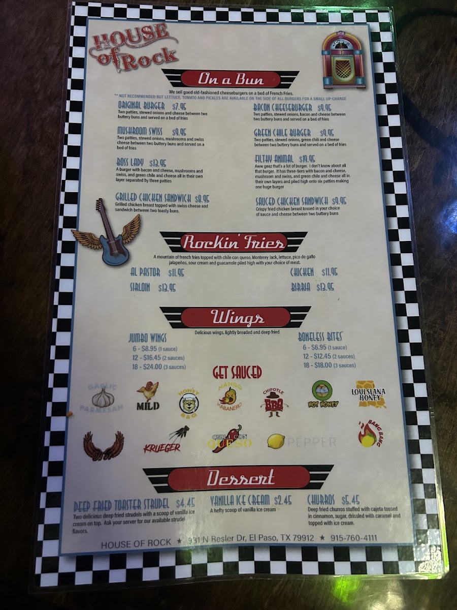 House of Rock Photo Menu 2