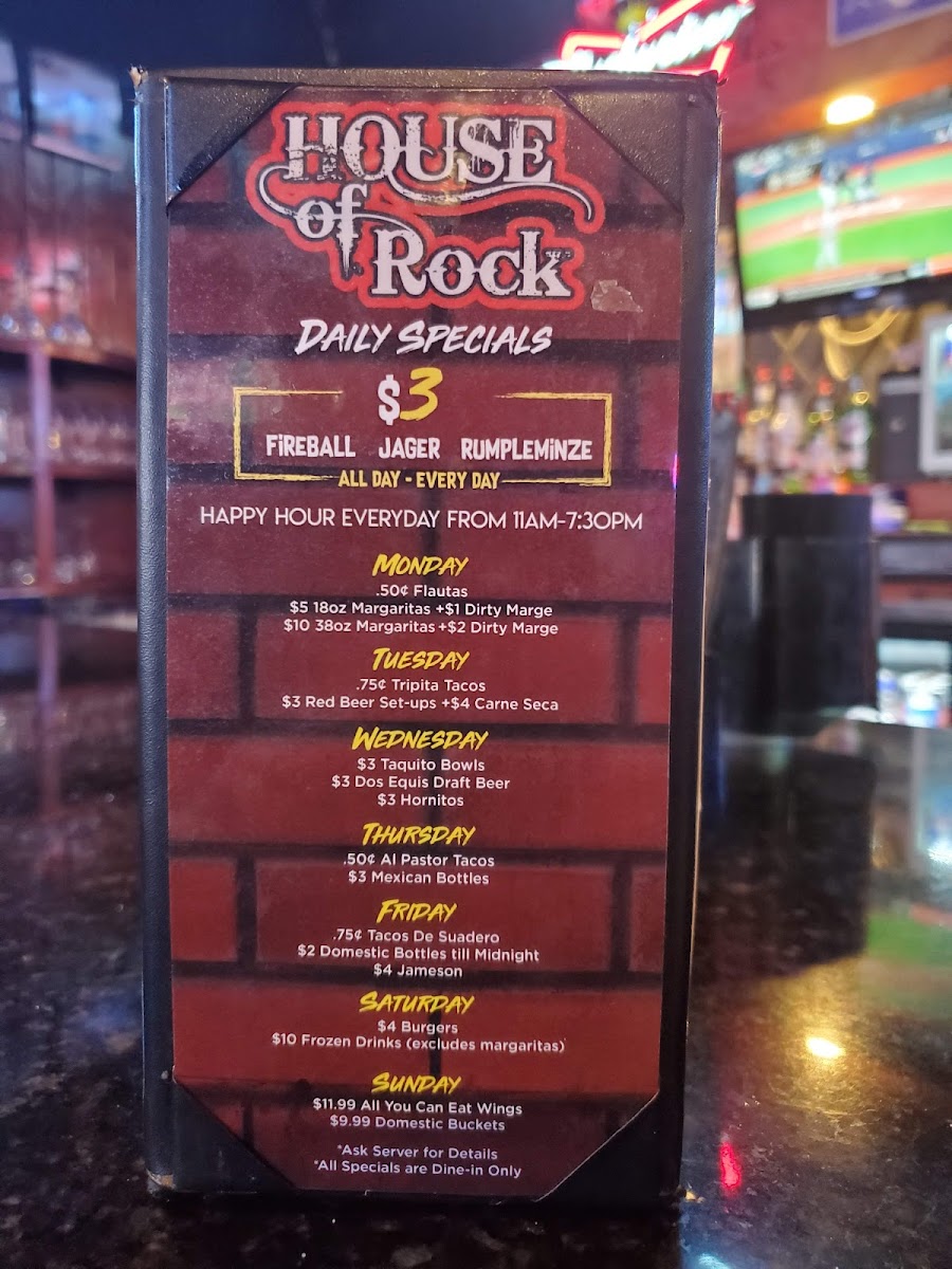 House of Rock Photo Menu 5
