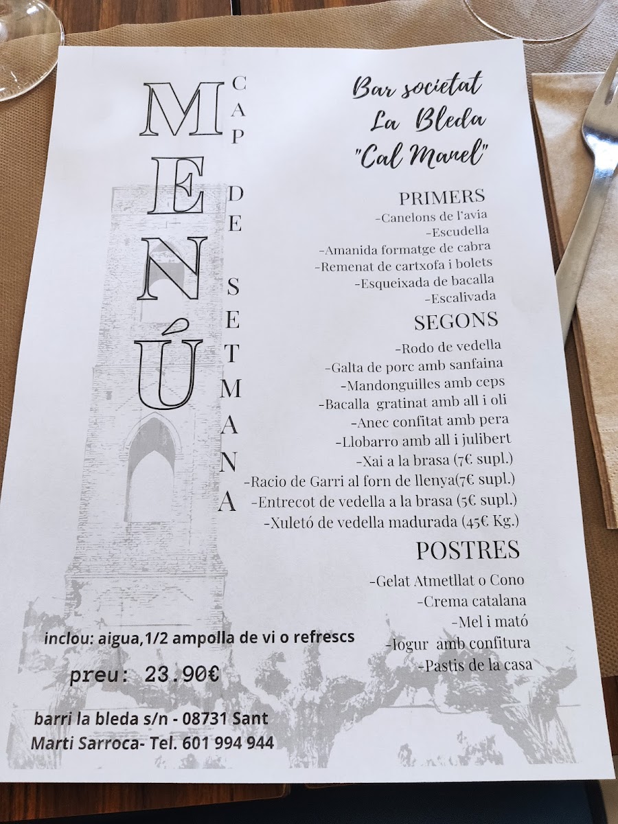 Bar/Restaurant Centre La Bleda Cal Manel Photo Menu 5