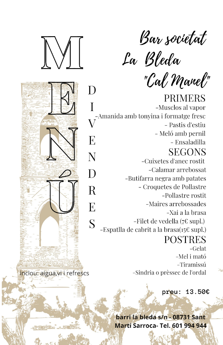 Bar/Restaurant Centre La Bleda Cal Manel Photo Menu 7