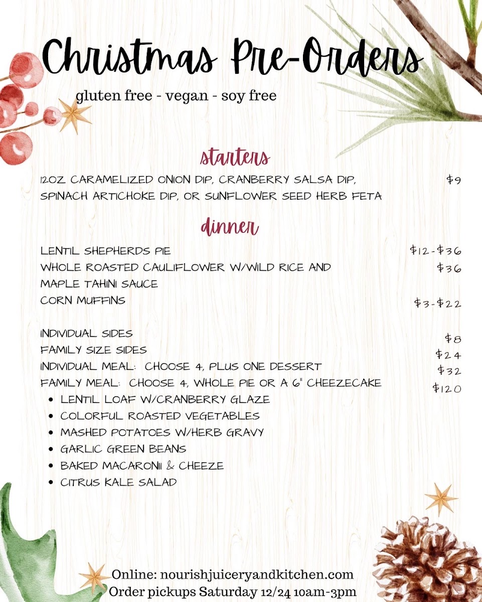 Nourish Juicery & Kitchen Photo Menu 1