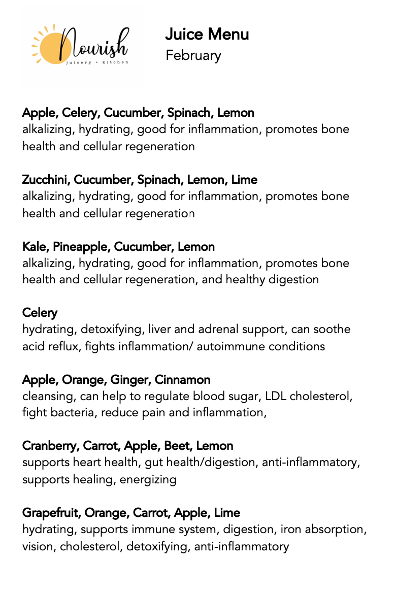 Nourish Juicery & Kitchen Photo Menu 4