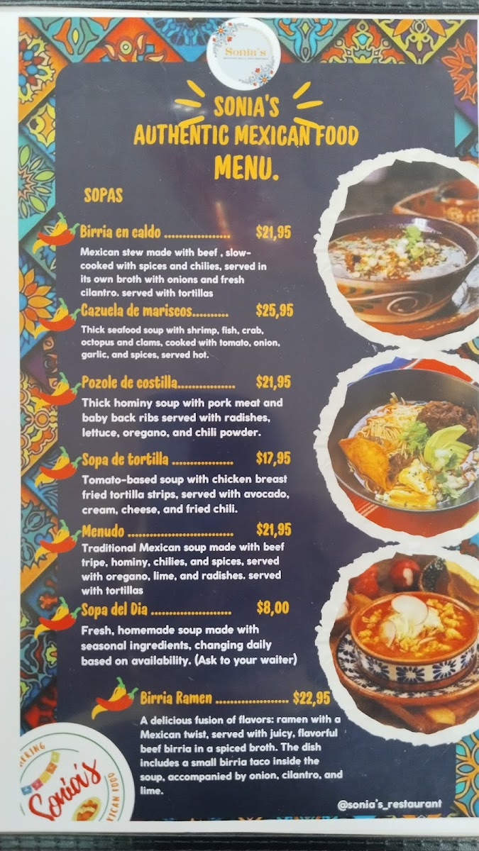 Sonia’s Restaurant & Banquet Hall Photo Menu 3