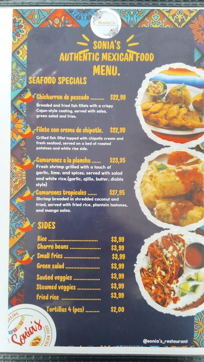 Sonia’s Restaurant & Banquet Hall Photo Menu 4