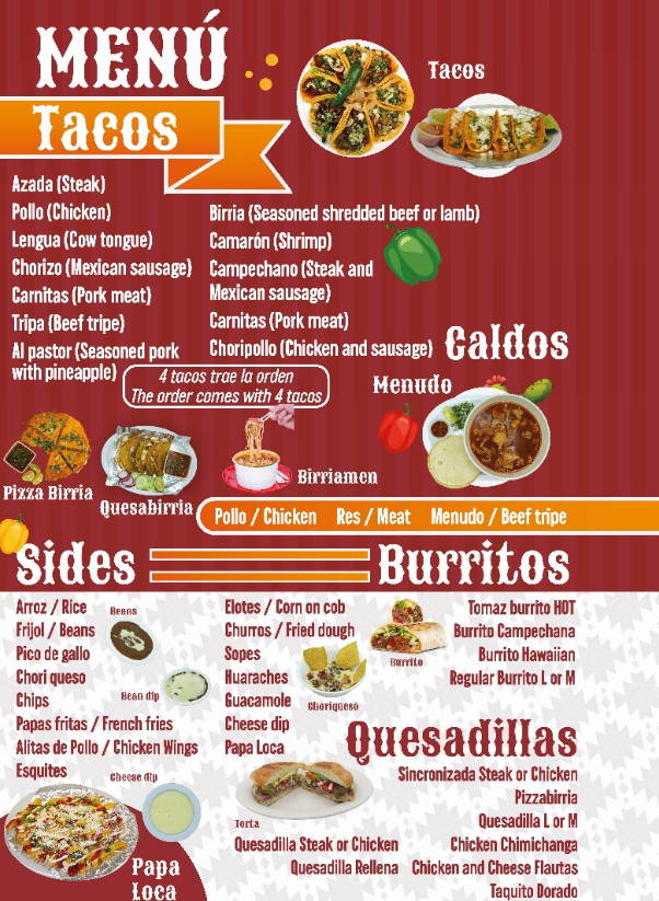 Taqueria Tajumulquense Photo Menu 1