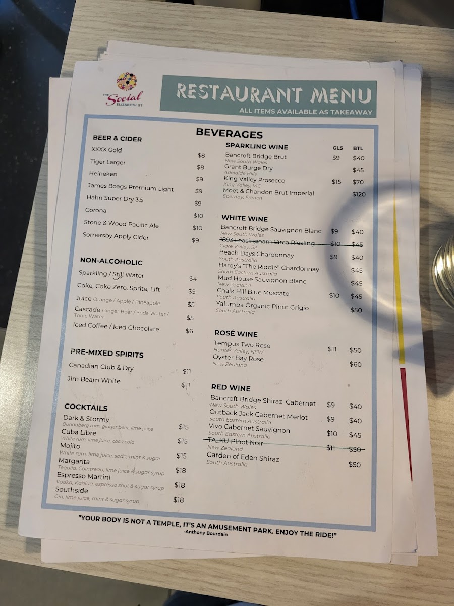 The Social Restaurant & Bar Photo Menu 3