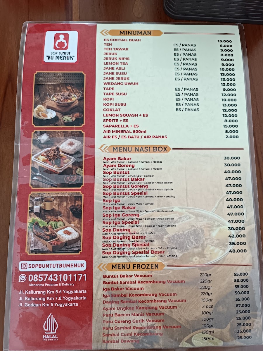 Sop Buntut Bu Menuk 3 (Jalan Godean) Photo Menu 9