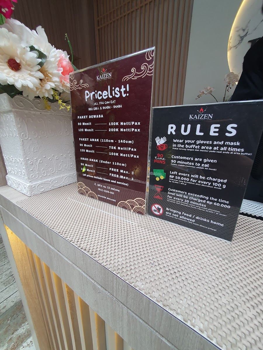 Kaizen All You Can Eat BBQ Grill & Shabu-Shabu Photo Menu 1