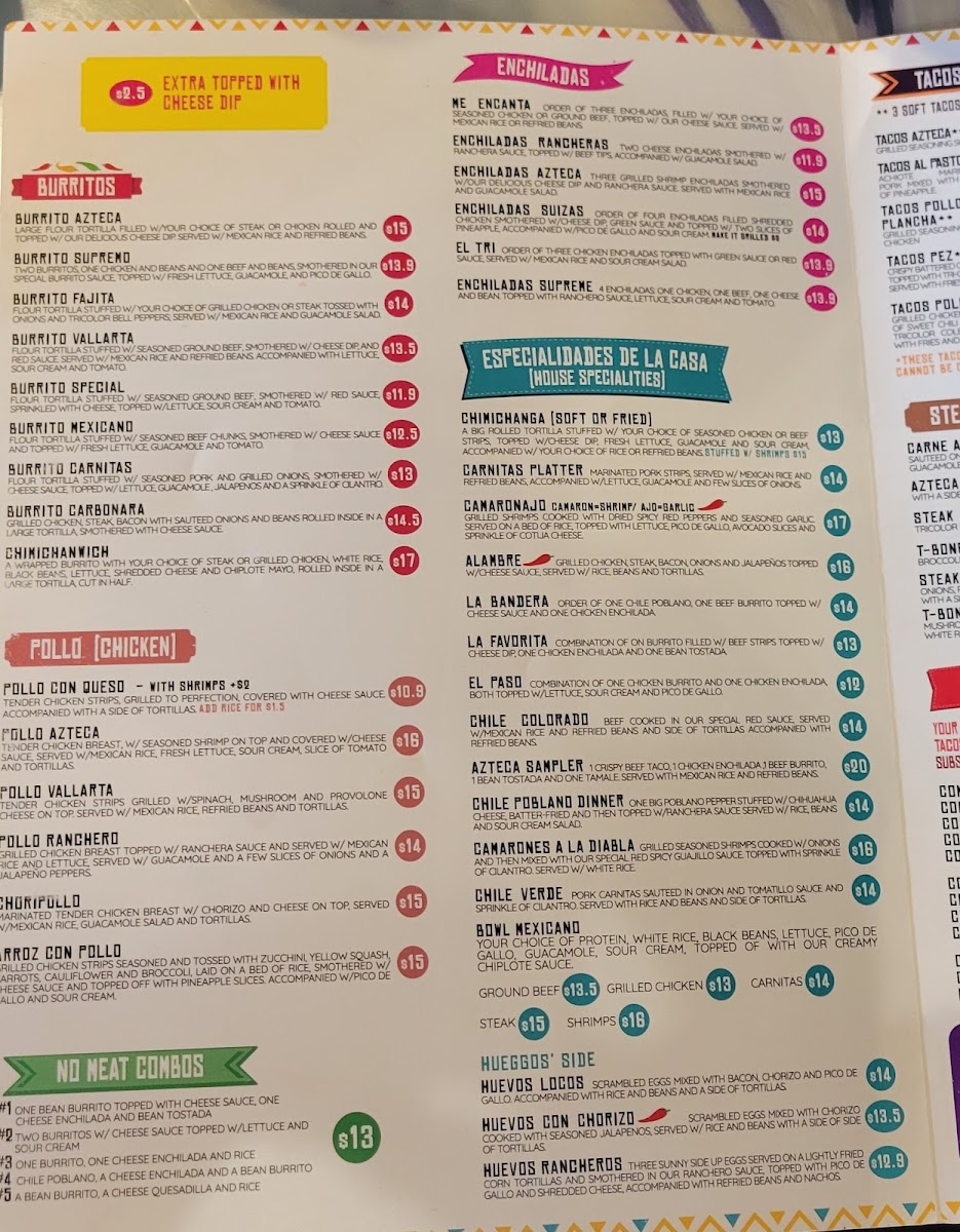 Azteca Mexican Restaurant Photo Menu 2