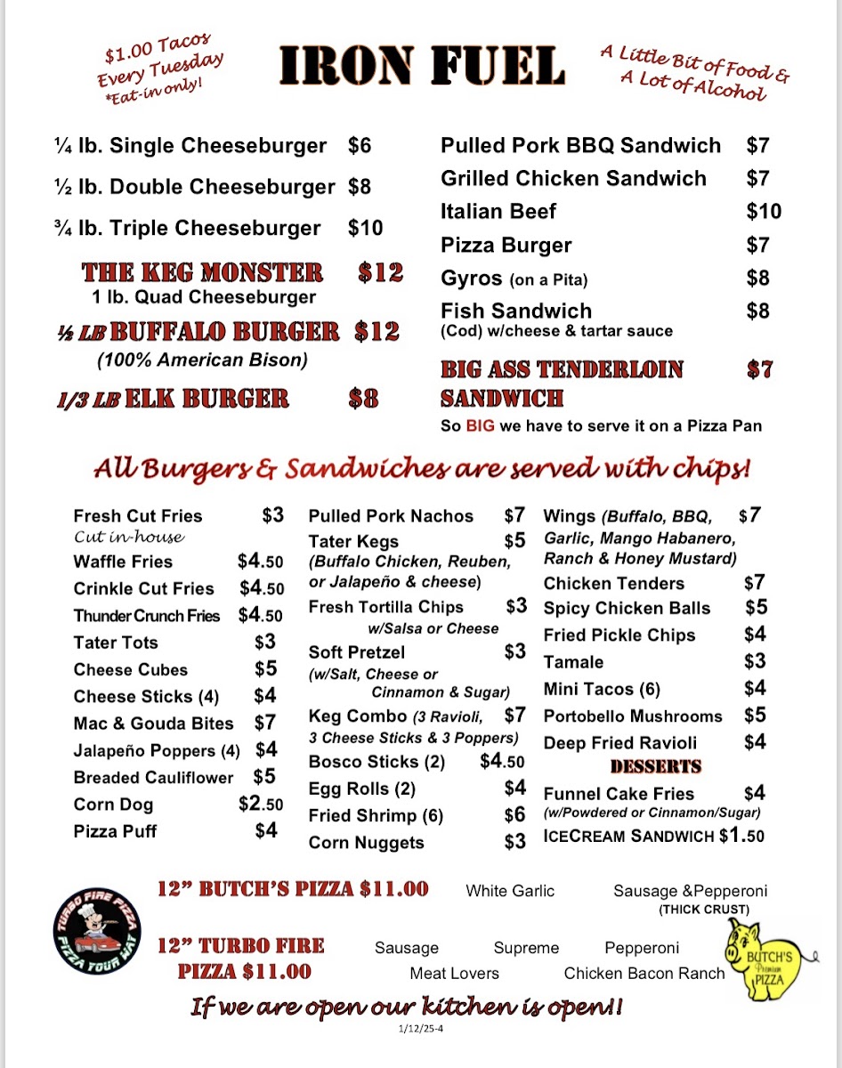 The Iron Keg Bar Photo Menu 1