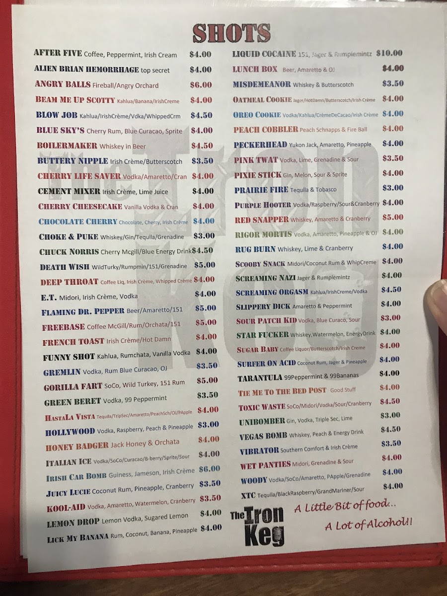 The Iron Keg Bar Photo Menu 2
