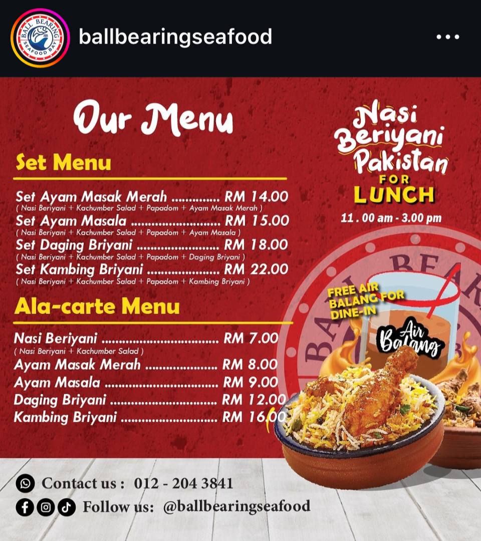 Ball Bearing Seafood Bay Photo Menu 1