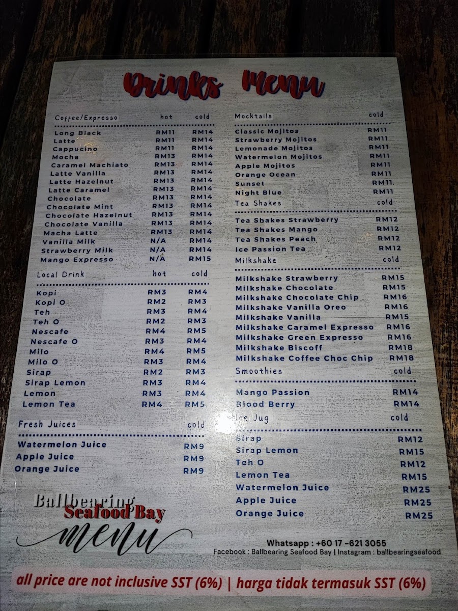 Ball Bearing Seafood Bay Photo Menu 4