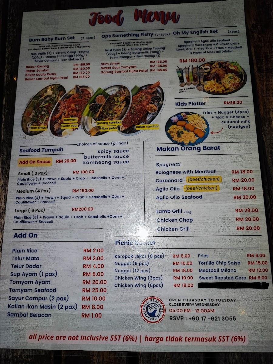 Ball Bearing Seafood Bay Photo Menu 5