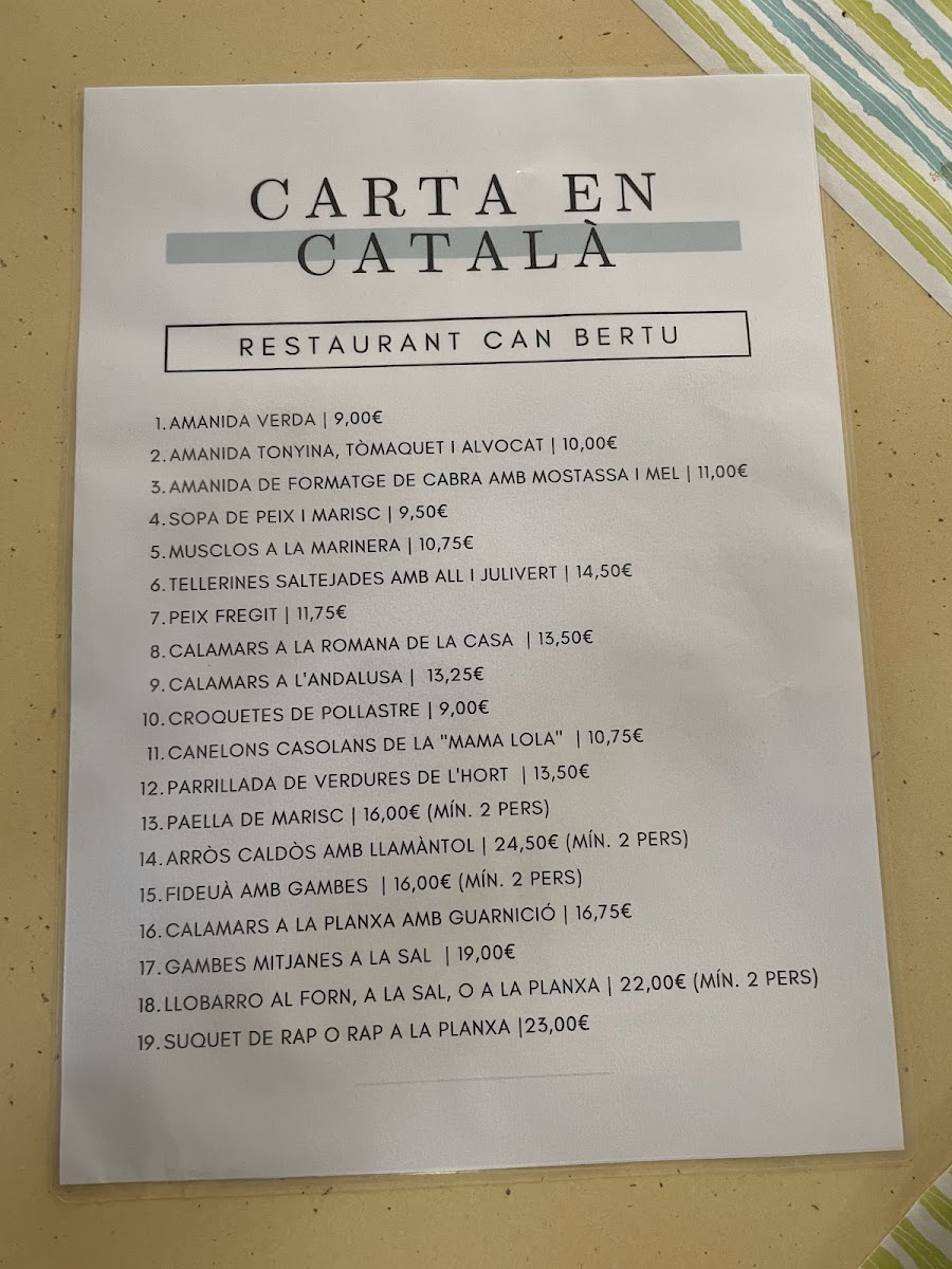 Restaurant Can Bertu Photo Menu 3