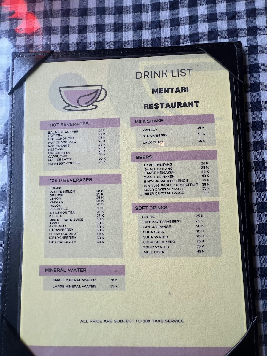Mentari Restoran ᬫᭂᬦ᭄ᬢᬭᬶᬭᬾᬲ᭄ᬢᭀᬭᬦ᭄ Photo Menu 1